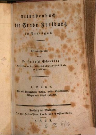 Urkundenbuch der Stadt Freiburg im Breisgau, 1