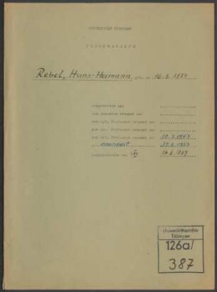 Rebel, Hans-Hermann * 1889