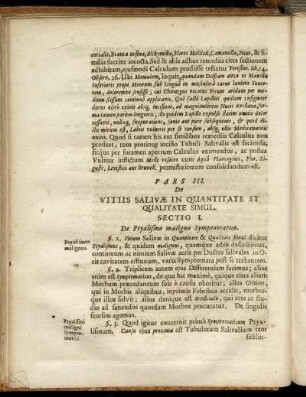 Pars III. De Vitiis Salivæ In Quantitate Et Qualitate Simul.