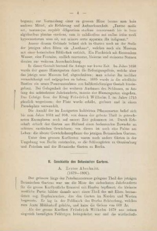 II. Geschichte des Botanischen Gartens