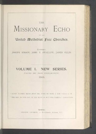N.S. 2.1907: The missionary echo of the United Methodist Free Churches