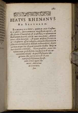 Beatus Rhenanus Ad Lectorem