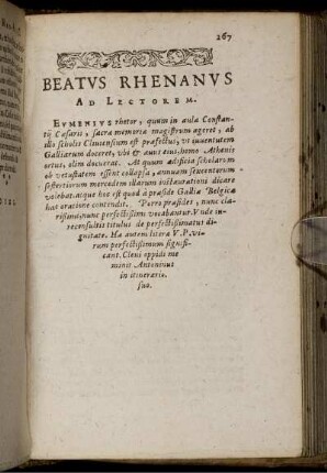 Beatus Rhenanus Ad Lectorem