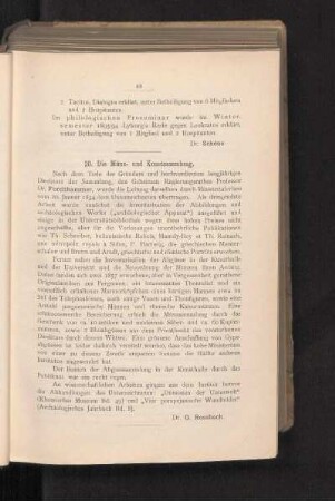 20. Die Münz- und Kunstsammlung.