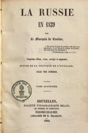 La Russie en 1839, 4