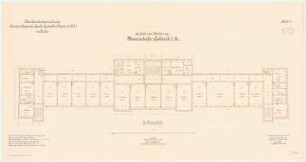 Kaserne des Garde-Kürassier-Regiments und des Königin-Augusta-Garde-Grenadier-Regiments Nr. 4, Berlin: Garde-Cürassier-Regiment, Mannschaftsgebäude I - III: Grundriss 2. Obergeschoss 1:100