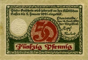 Eberswalde, Stadt: 50 Pfennig 1919