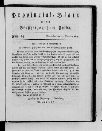 Num. 54, Ausgabe vom 17. Dezember 1817