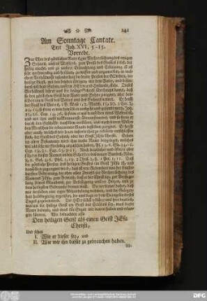 Am Sonntage Cantate. Text Joh. XVI, 5 - 15.