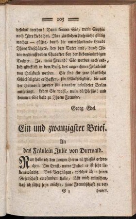 Ein und zwanzigster Brief - Dreyßigster Brief