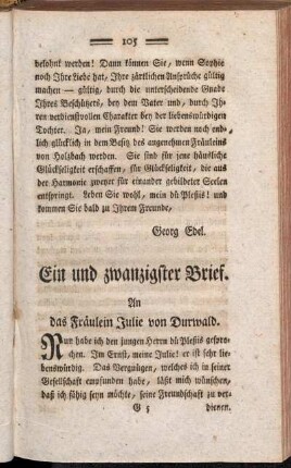 Ein und zwanzigster Brief - Dreyßigster Brief