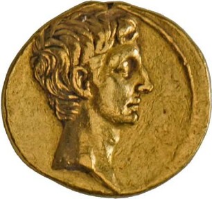 Aureus des Augustus mit Darstellung eines Reiterstandbildes