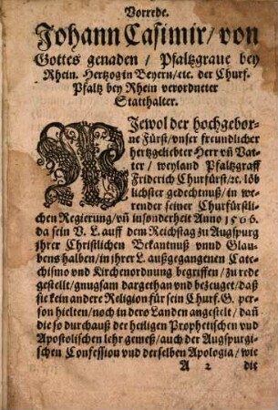 Christliche Confession weyland des durchleuchtigsten hochgebornen Fürsten und Herren Herren Friderichen des Dritten Pfaltzgraven bey Rhein