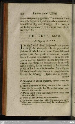 Lettera XLVII. Al Sig. di E***