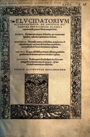 Elvcidatorivm Ecclesiasticvm : Ad Officivm Ecclesiae Pertinentia Planivs exponens, & quatuor libros complectens ...