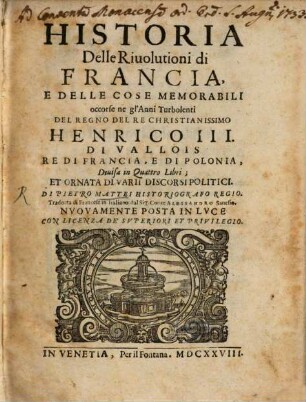 Historia delle rivolutioni di Francia