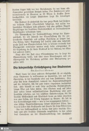 Die körperliche Ertüchtigung der Studenten
