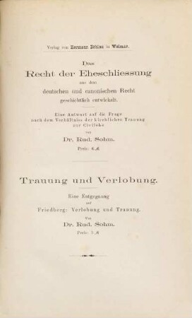Die Trauung im evangelischen Deutschland nach Recht und Ritus