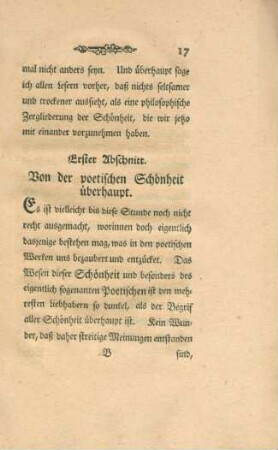 Erster Abschnitt. Von der poetischen Schönheit überhaupt.