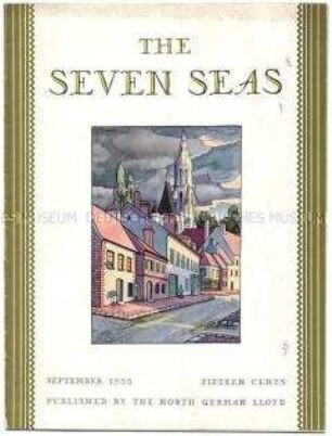 Monatszeitschrift des Norddeutschen Lloyd "The Seven Seas" u.a. mit Porträtfotos von Transatlantik-Passagieren