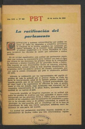 La ratificación del parlamento