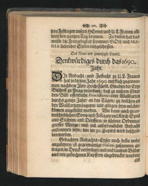 Das Neun und zwantzigste Capitel. Denkwürdiges durch das 1690. Jahr.