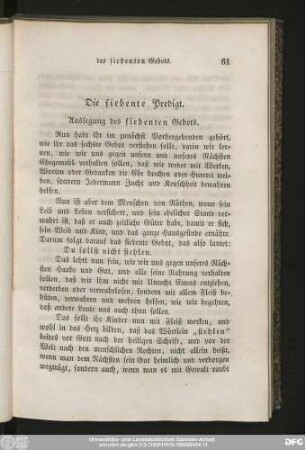 Die siebente Predigt. Auslegung des siebenten Gebots.
