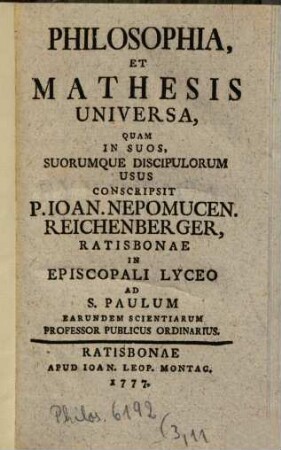 Cursus Biennalis Philosophiae. [11], [Pyrotica]