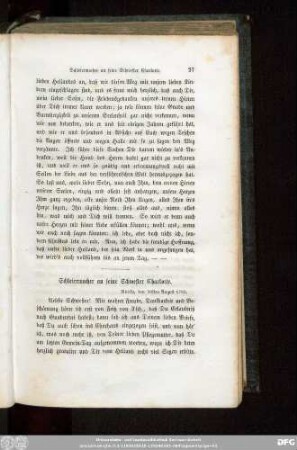 Schleiermacher an seine Schwester Charlotte. Niesky, den 30sten August 1783.