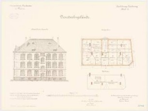 Proviantamt, Mainz Dienstwohngebäude: Grundriss Dachgeschoss, Aufriss Südostansicht 1:100