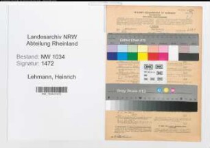 Entnazifizierung Heinrich Lehmann , geb. 06.11.1903 (Stabsintendant)