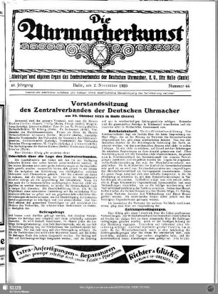 Vorstandssitzung des Zentralverbandes der Deutschen Uhrmacher am 26. Oktober 1923 in Halle (Saale)