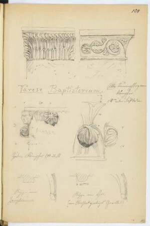 Baptisterium, Varese: Details (aus: Skizzen- und Fotoalbum 3)