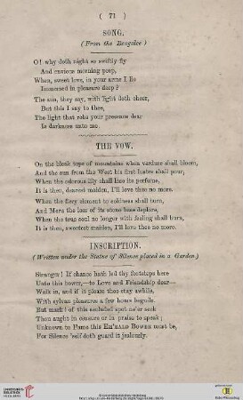 Song ; The Vow ; Inscription ; Song of the Ras-Mandala
