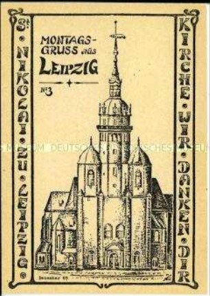 Postkarte zur Leipziger Montagsdemonstration, Nr.3, Motiv Nikolaikirche