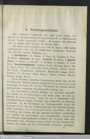 I. Vereinsgeschichte