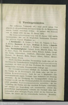 I. Vereinsgeschichte