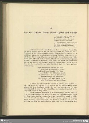 VII. Von der schönen Frauen Mund, Lippen und Zähnen