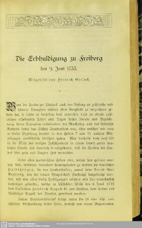 Die Erbhuldigung zu Freiberg den 9. Juni 1733