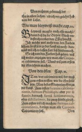Wie man bleyweiß mache. cap. 10.