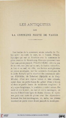 Sér. 3: Les antiquités dans la commune mixte de Taher