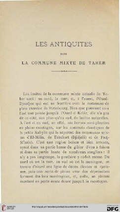 Sér. 3: Les antiquités dans la commune mixte de Taher
