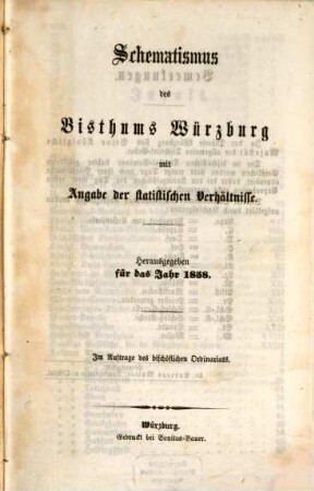 Schematismus der Diözese Würzburg. 1858