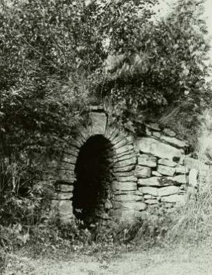 Erla-Crandorf, Westerzgebirge, Magnetenberg südlich des Ortes. Mundloch des Stollens der Grube Sechs Brüder Stolln, datiert 1843