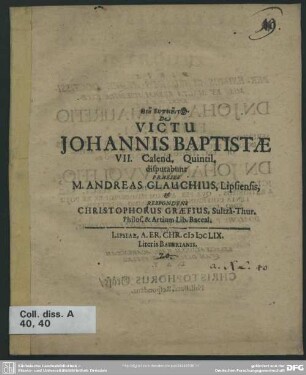 De victu Johannis baptistæ