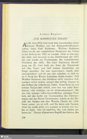 Achtes Kapitel: "Von Kommenden Dingen"