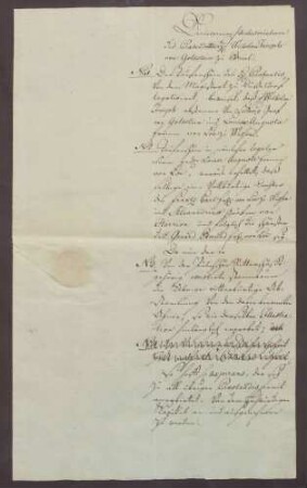 Taufzeugnis des Grafen Wilhelm Joseph von Goldstein.