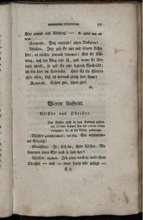 Vierter Auftritt. Asessor und Obrister.