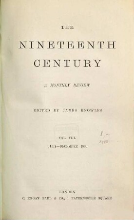 The nineteenth century and after : a monthly review. 8,a. 1880