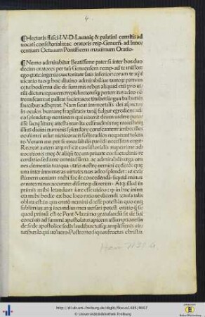 Hectoris flisci…ac Innocentium Octavum Pontificem maximum oratio.